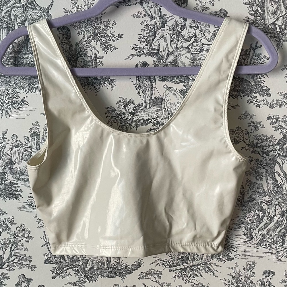American Apparel Cream Patent Crop Tank